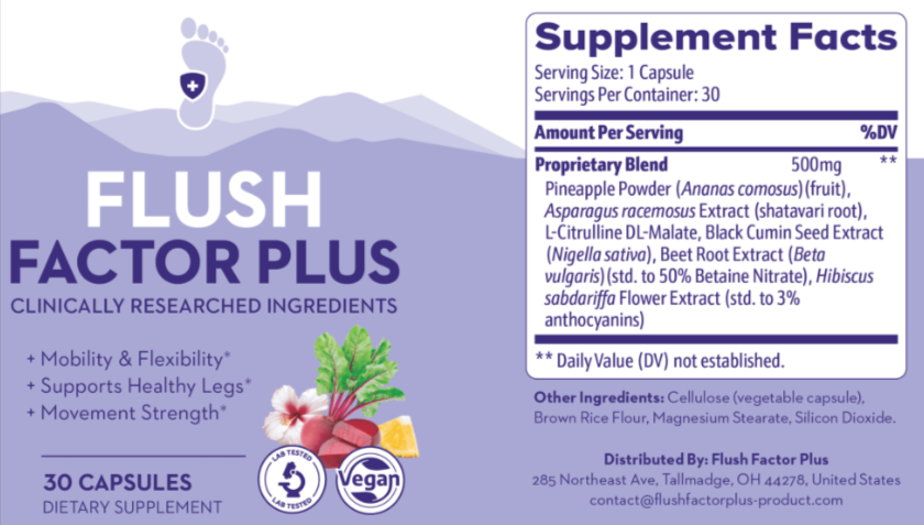 Flush Factor Plus SUpplement Facts