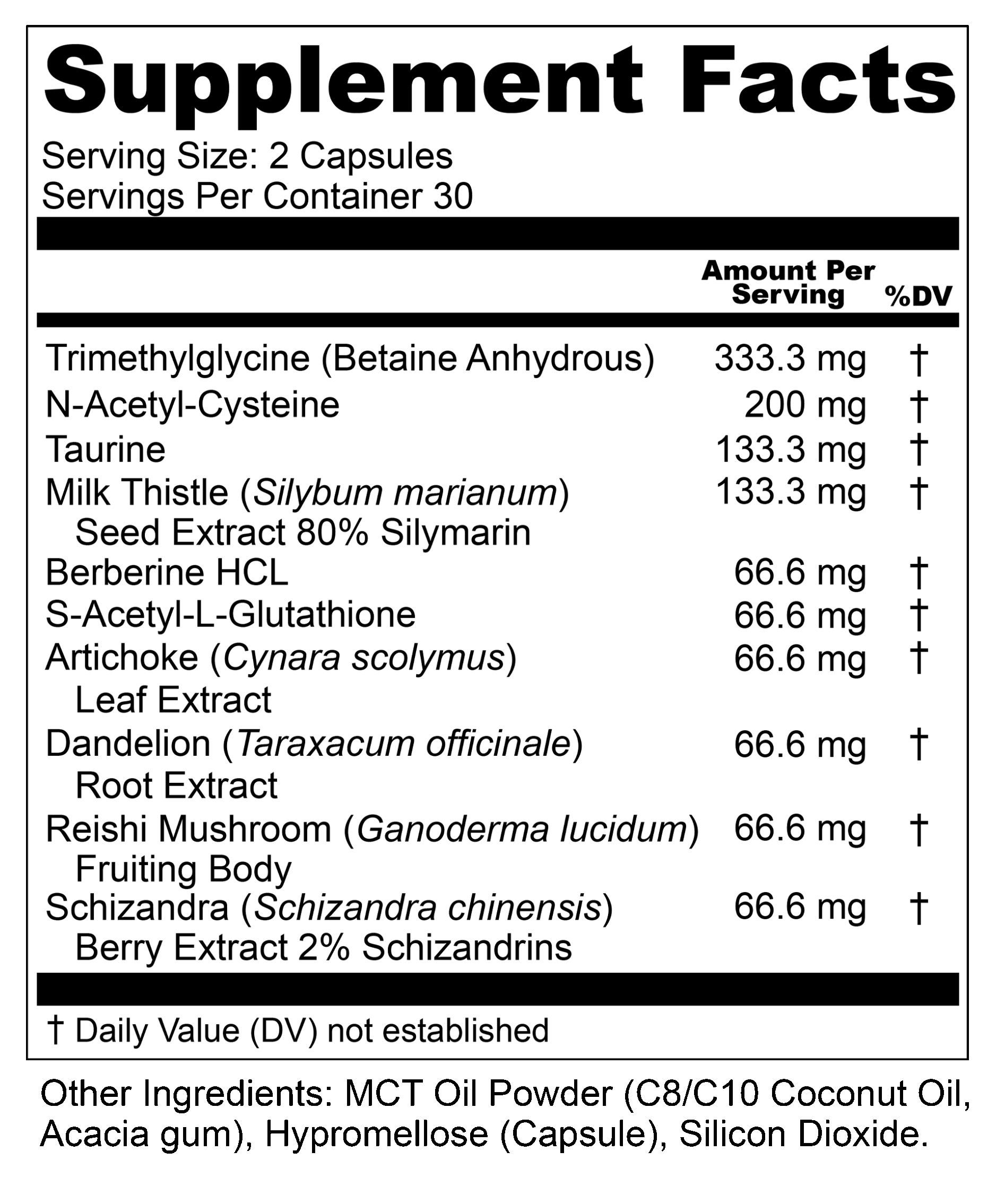 Ultra Liver Supplement Facts