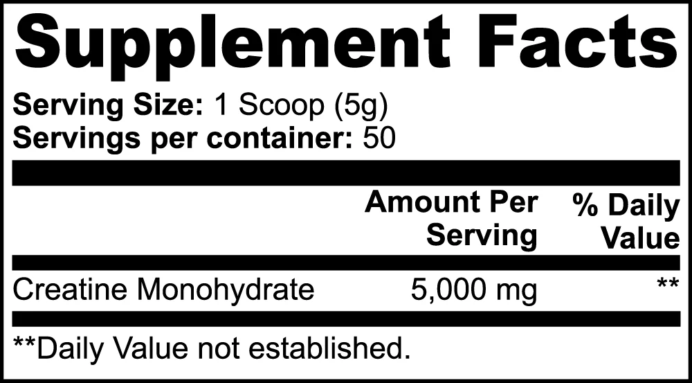 ForeverLyfe Creatine Monohydrate Supplement Facts