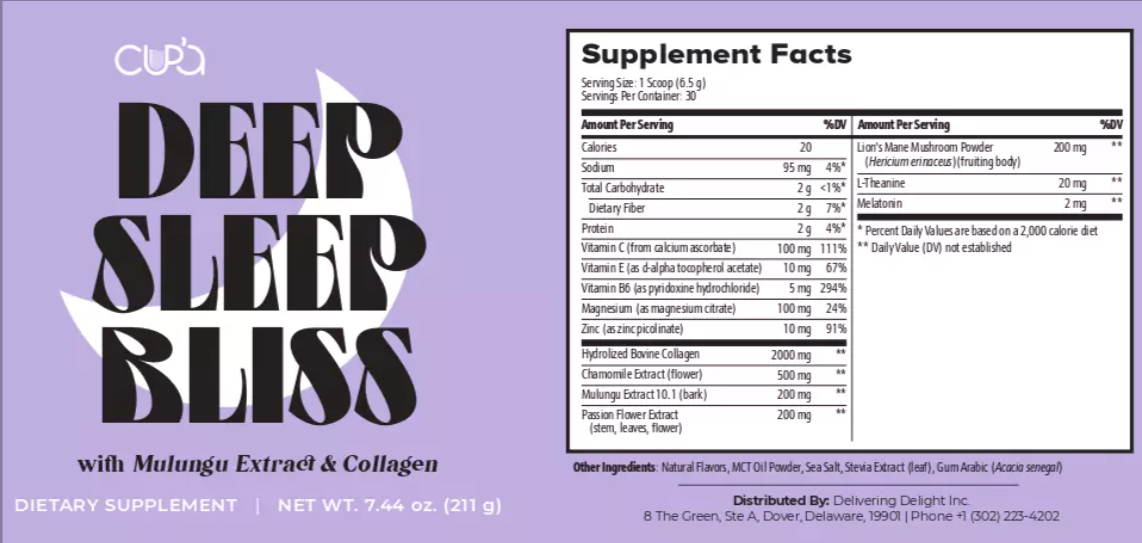 DeepSleep Bliss Supplement Facts