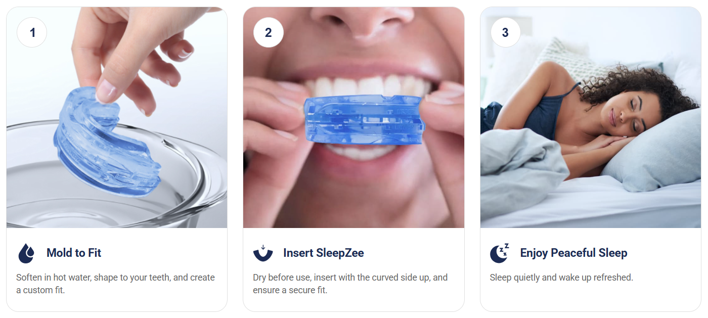 SleepZee Anti-Snoring Mouthpiece Steps