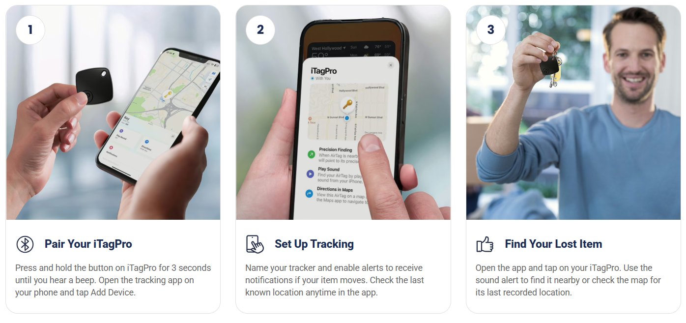 iTagPro GPS Air Tag Steps