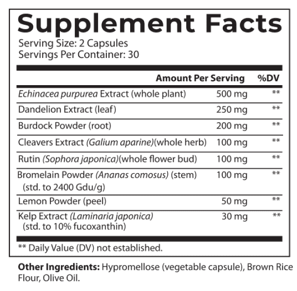 American Vitality LymphaVive supplement facts