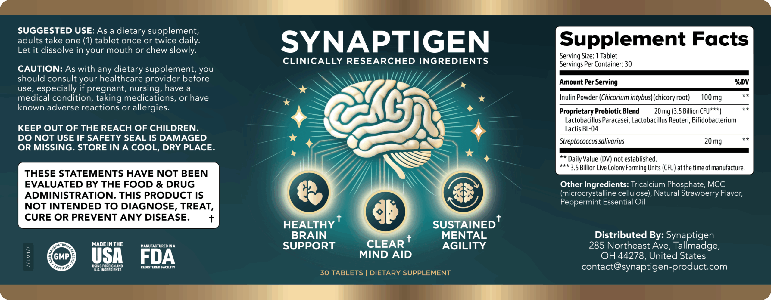 Synaptigen Supplement Fact