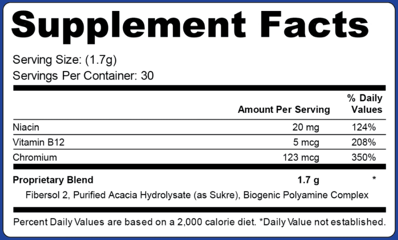UltraFasting Complex Supplement Fact