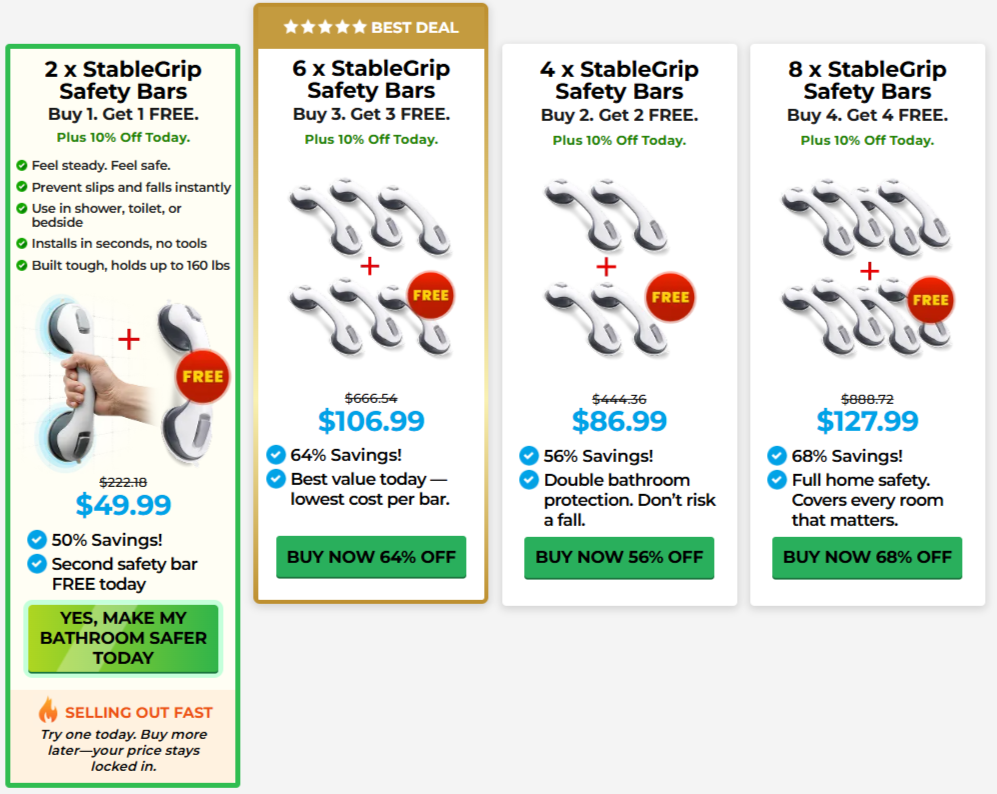 StableGrip Safety Bar Pricing