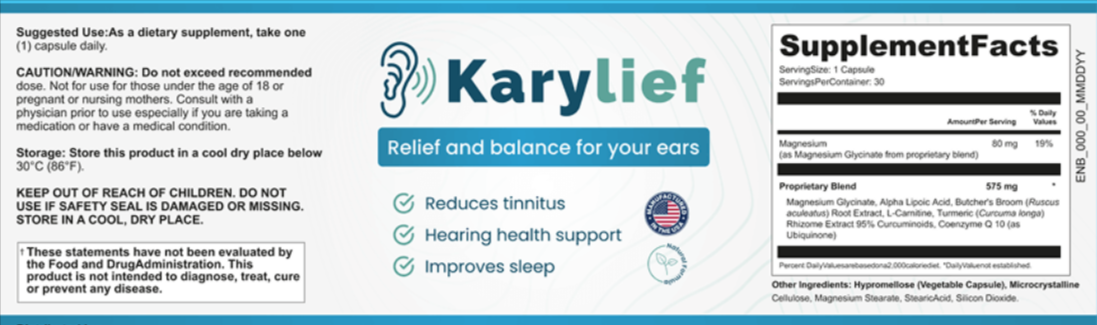 Karylief Supplement Facts