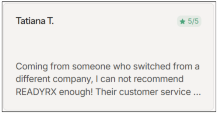 ReadyRX Customer Reviews