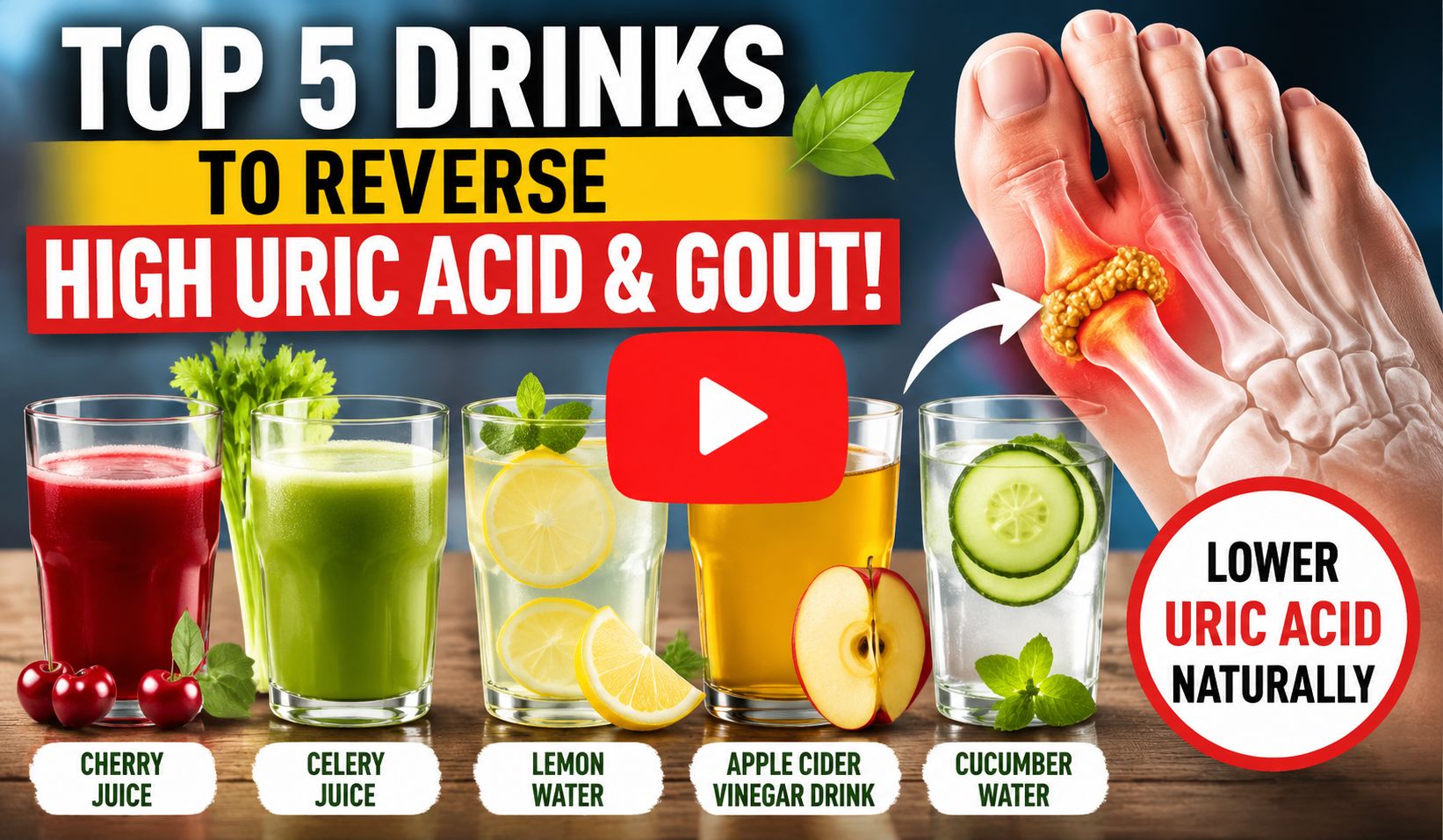 TOP 5 Drinks to Reverse High URIC ACID & GOUT!