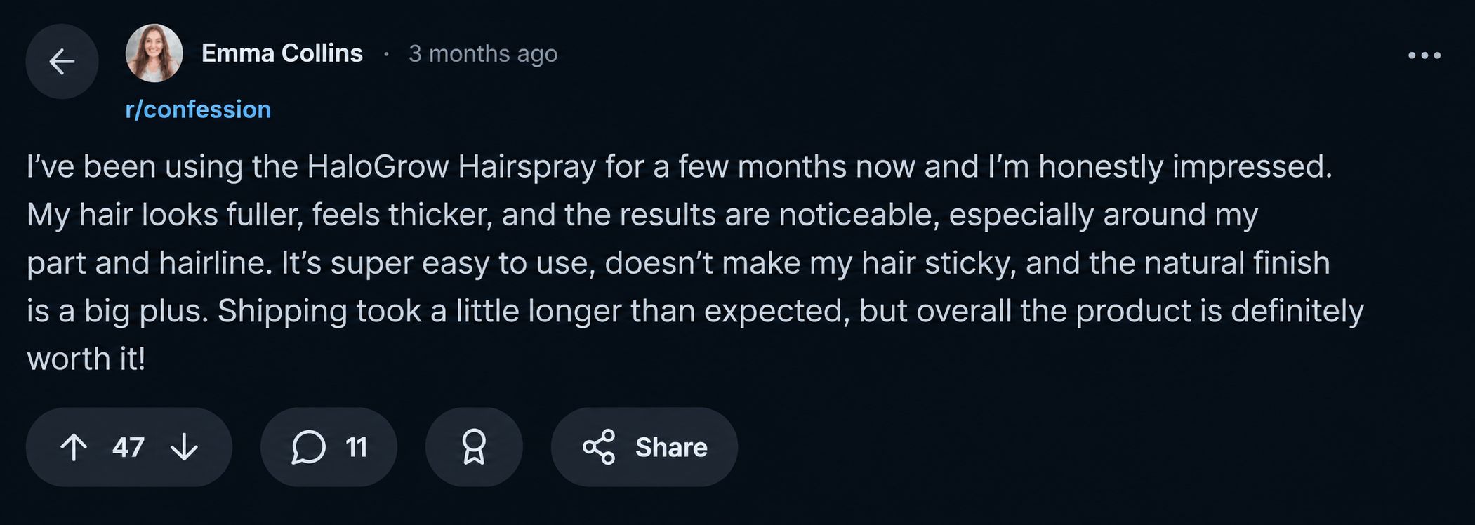 HaloGrow Hairspray - Customer Reviews 2
