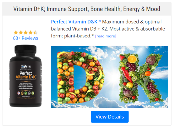 Vitamin D+K, Immune Support, Bone Health, Energy and Mood