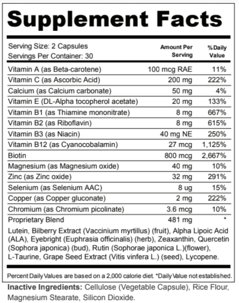 Restore Vision Formula supplement