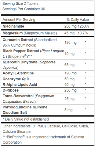 Supplement Facts About Advanced Mitochondrial Formula