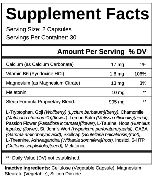 VitaPost Sleep Support Ingredients