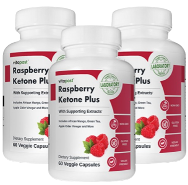 VitaPost Raspberry Ketone Plus three bottles