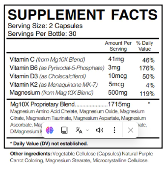 Mg10x Ingredients