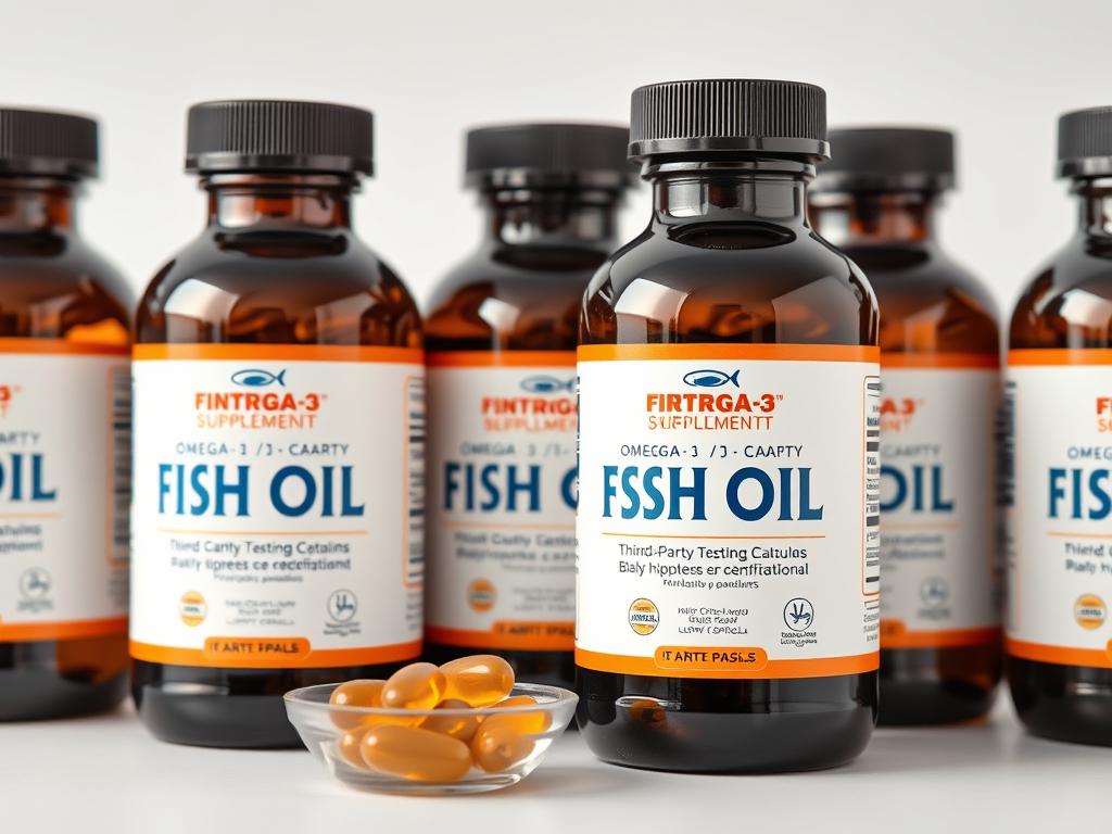 High-quality fish oil supplements with visible omega-3 content on labels, representing evidence-based dietary supplement reviews in action High-quality fish oil supplements with visible omega-3 content on labels, representing evidence-based dietary supplement reviews in action